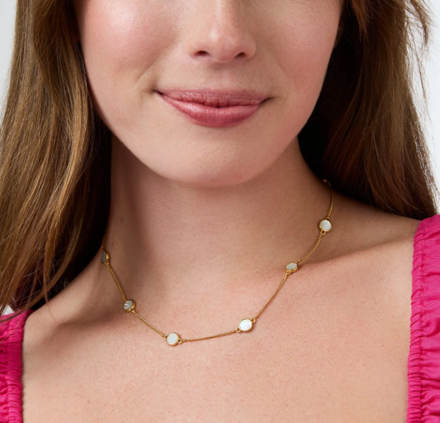 Julie Vos Valencia Delicate Station Necklace - Mother Of Pearl