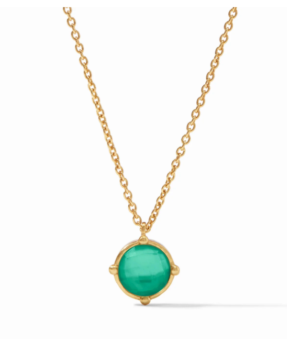 Julie Vos Honeybee Solitaire Necklace - Iridescent Emerald Green