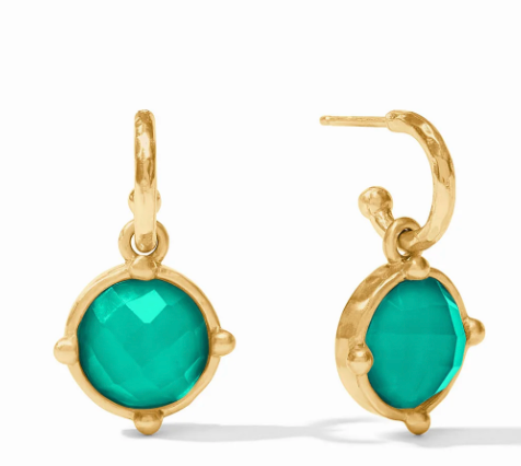 Julie Vos Honeybee Hoop & Charm Earring - Iridescent Emerald Green