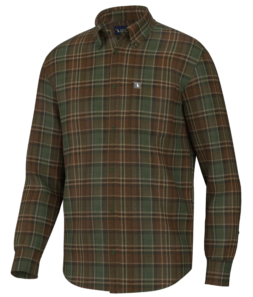 Local Boy Frazer Stretch Flannel in Rust/Green/Brown