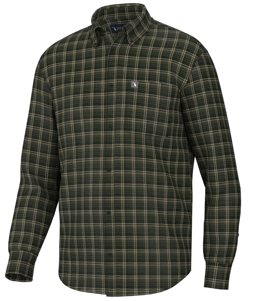 Local Boy Gardner Stretch Flannel in Forest/Olive/Brown