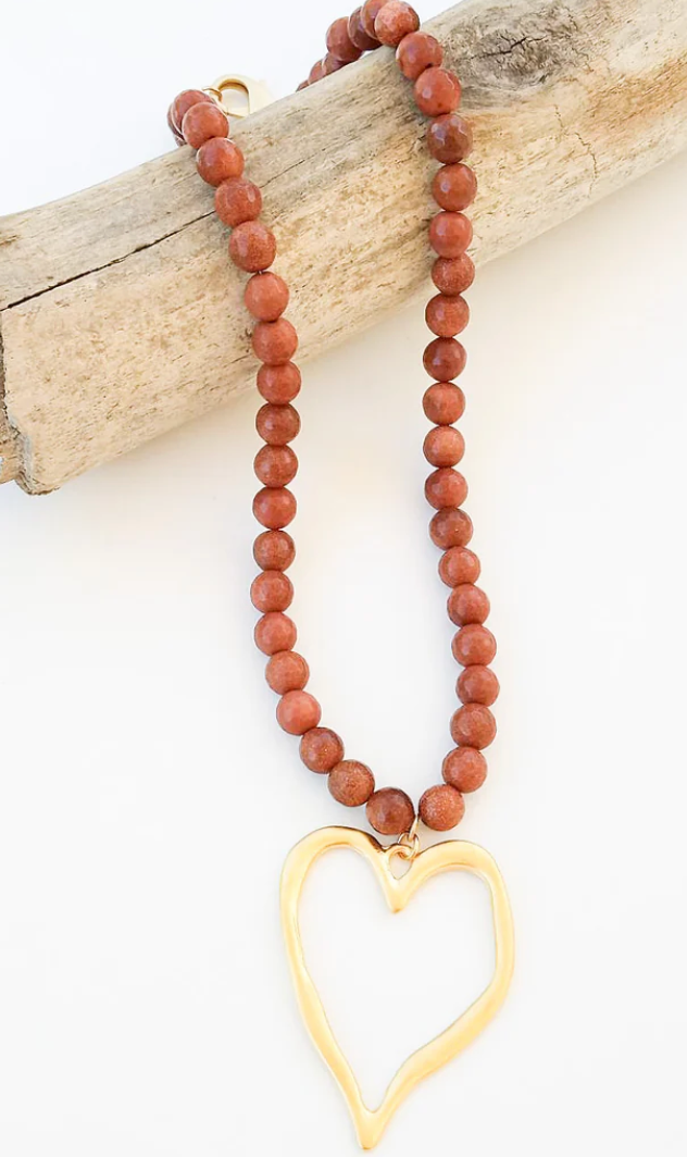 Virtue Gemstone Beaded Heart Necklace