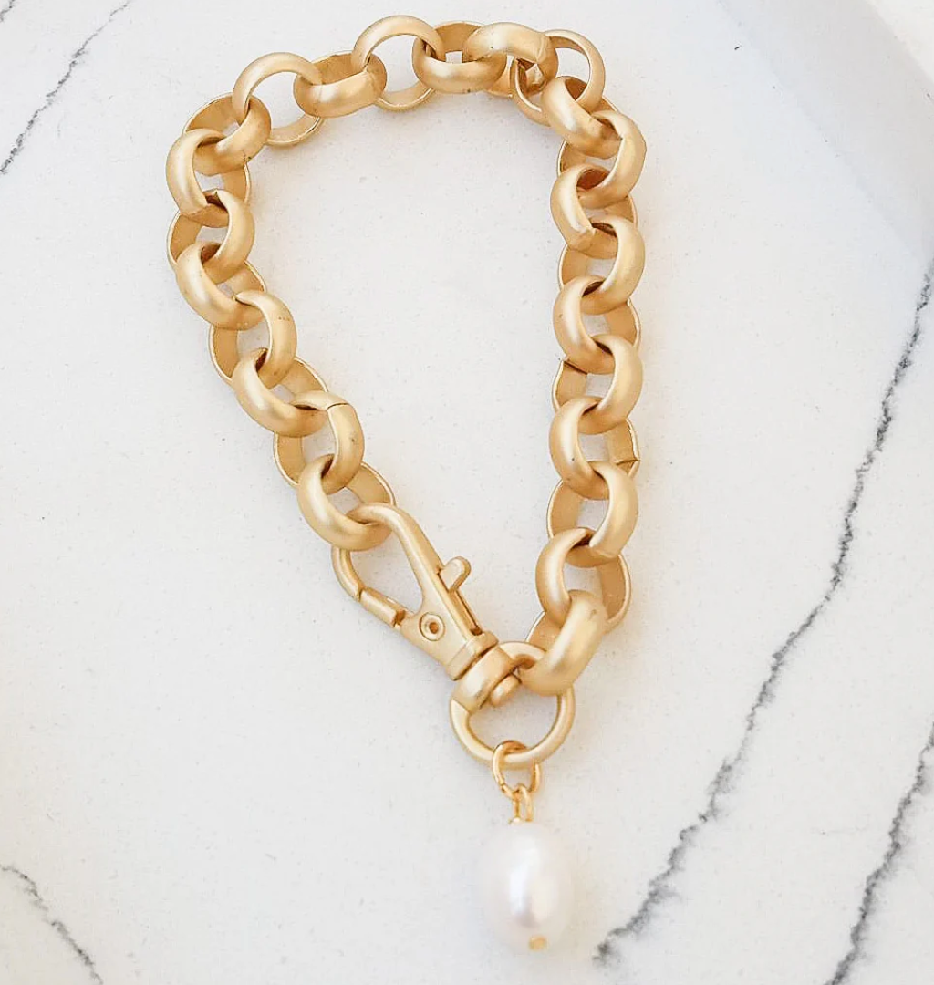 Virtue Jewelry Pearl Rolo Bracelet - Gold/White