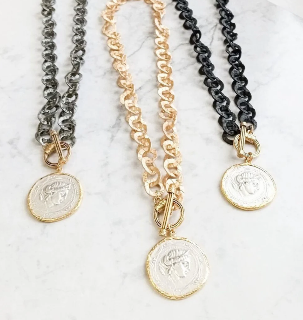 Virtue Washer Chain Vintage Coin Necklace