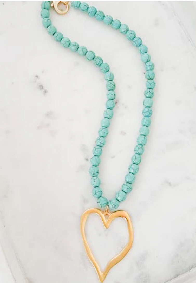 Virtue Gemstone Hammered Heart Necklace