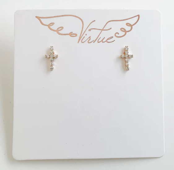 Virtue Pave Cross Studs