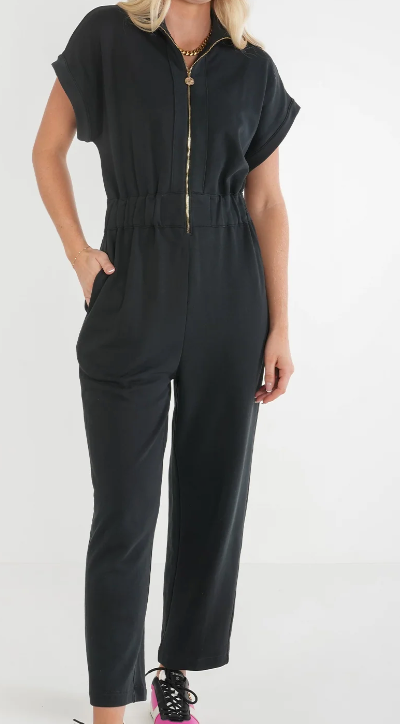 Emily McCarthy Poppy Jumpsuit in Black French Terry