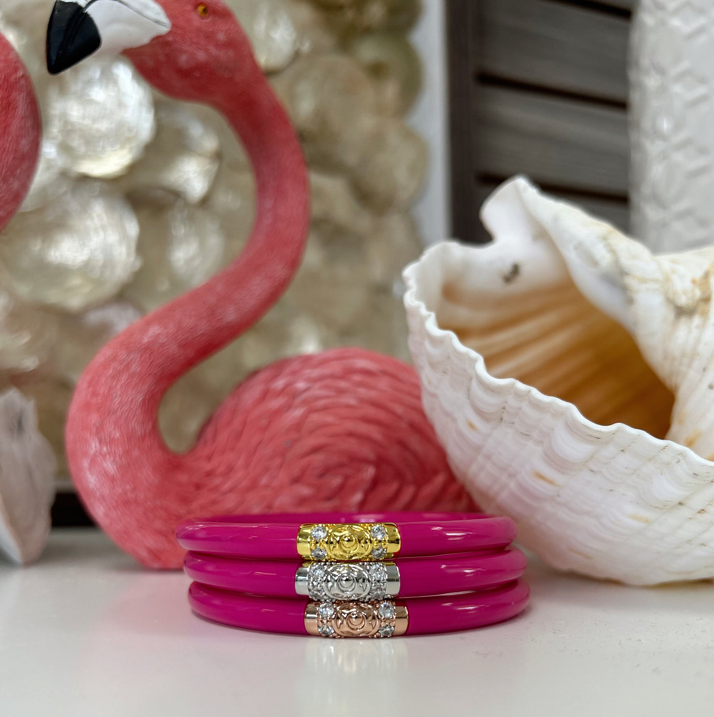 BuDhaGirl Three Kings Hot Pink All Weather Bangles - Set of 3