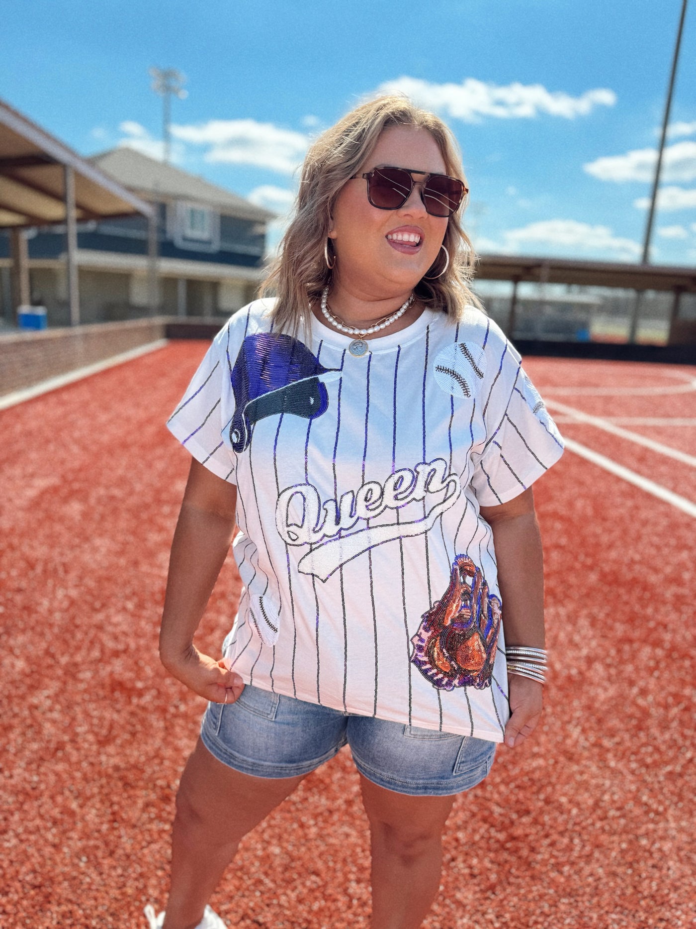 Queen of Sparkles Purple Batter Up Tee