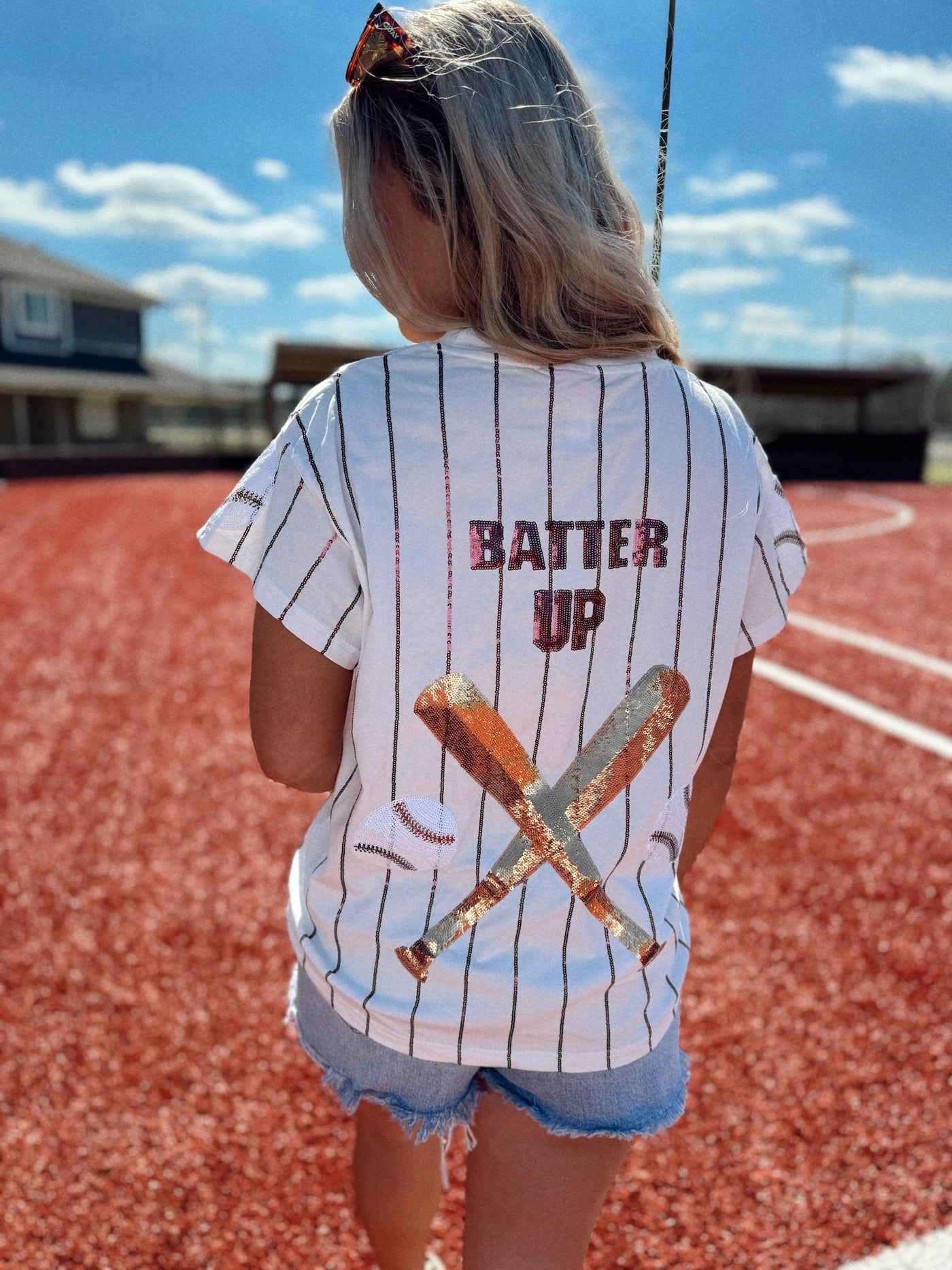 Queen of Sparkles Maroon Batter Up Tee