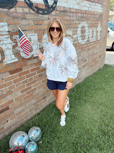 Queen Of Sparkles White Mega Firework Sweatshirt