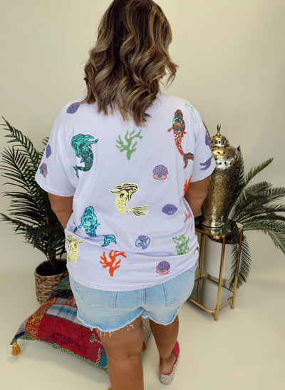 Queen of Sparkles Lavender Mermaid & Sea Tee