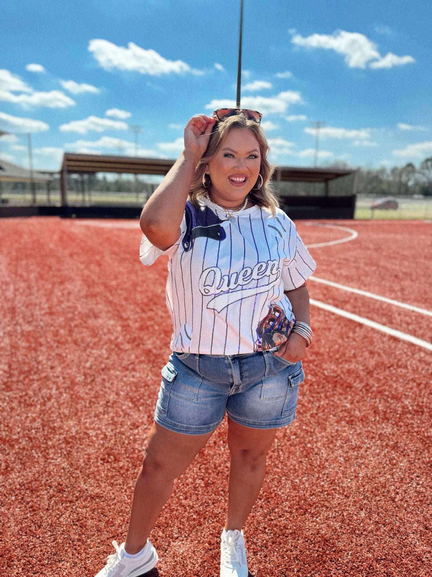 Queen of Sparkles Purple Batter Up Tee