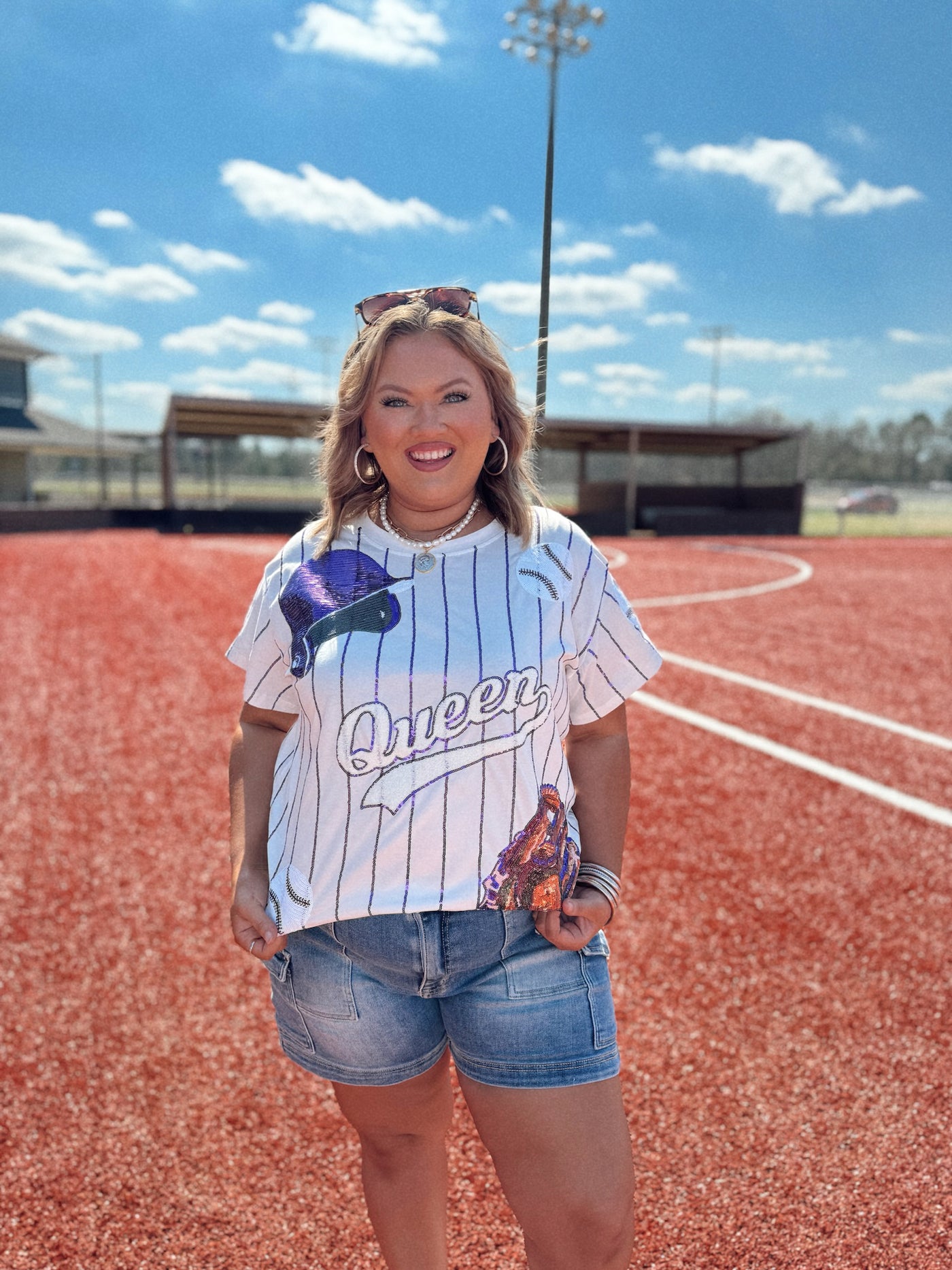 Queen of Sparkles Purple Batter Up Tee