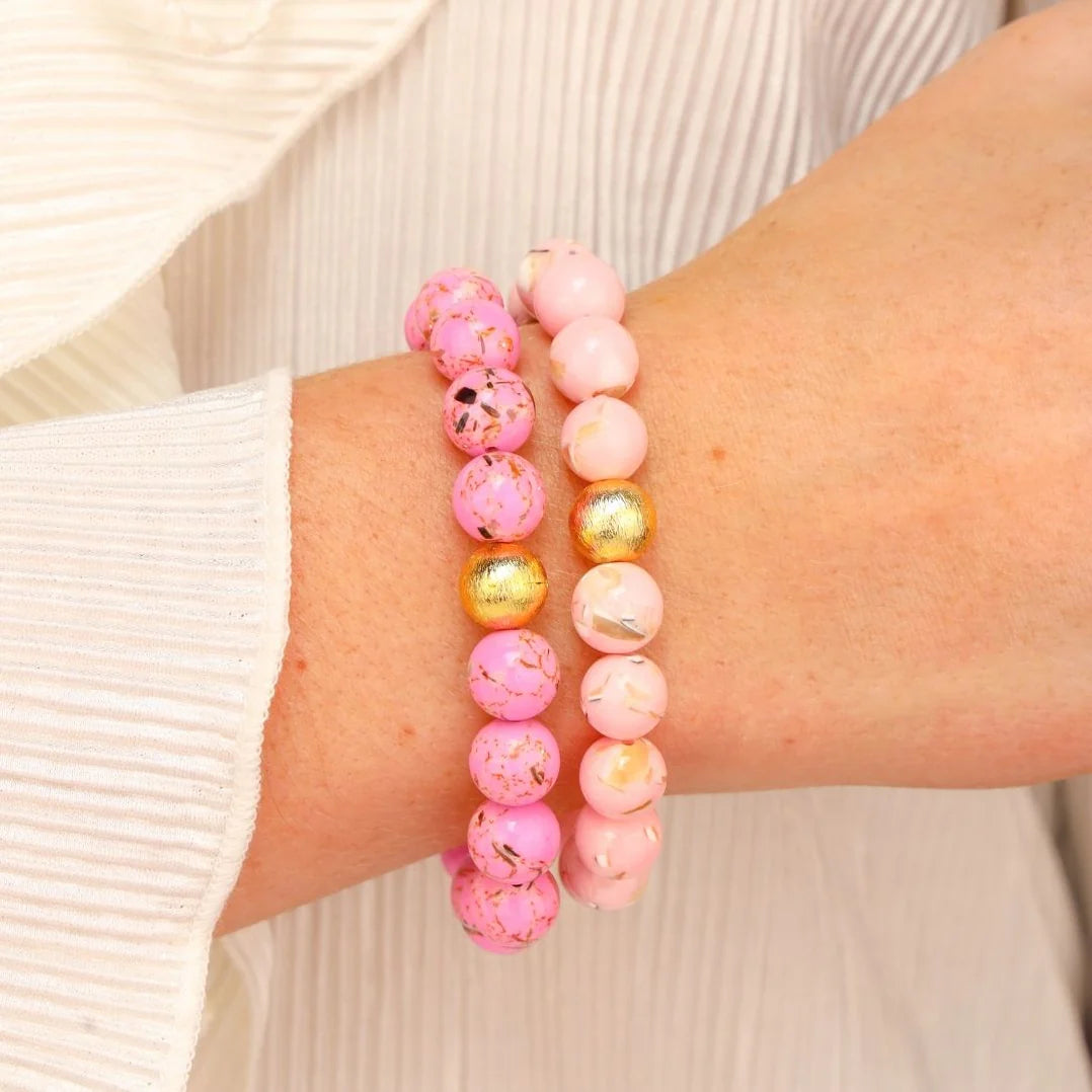 BuDhaGirl Marble Beaded Bracelet - Blush