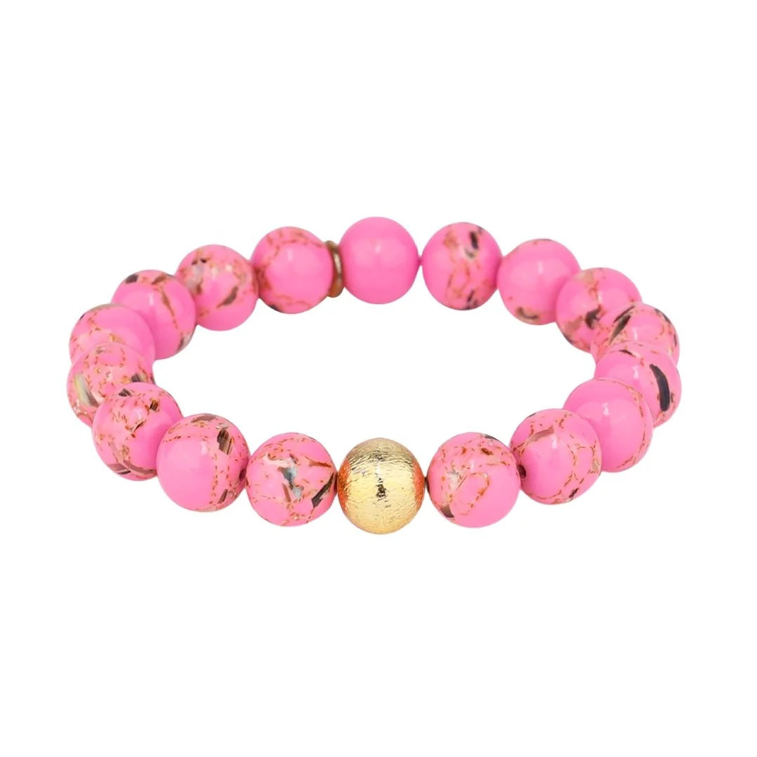 BuDhaGirl Marble Beaded Bracelet - Pink