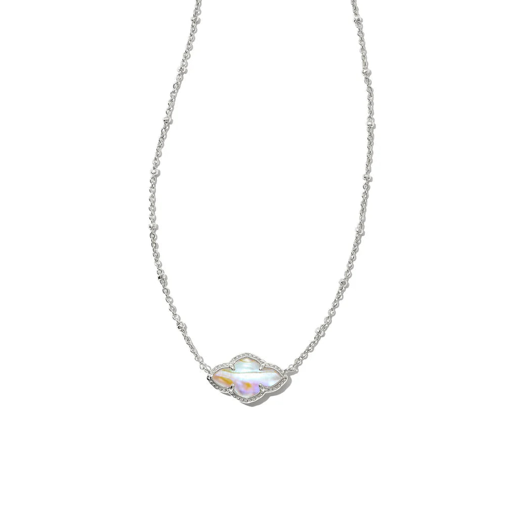 Kendra Scott Silver Abbie Necklace in Iridescent Abalone