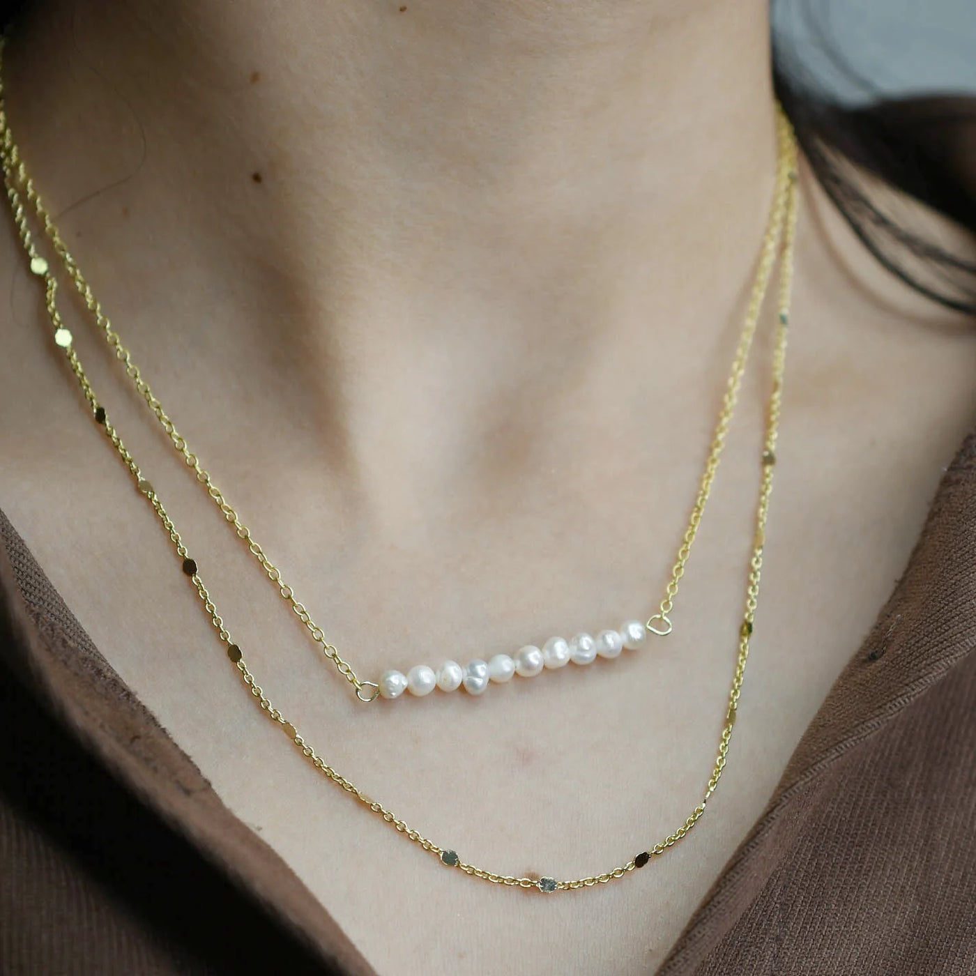 Treasure Jewels Pearl Bar Layer Necklace