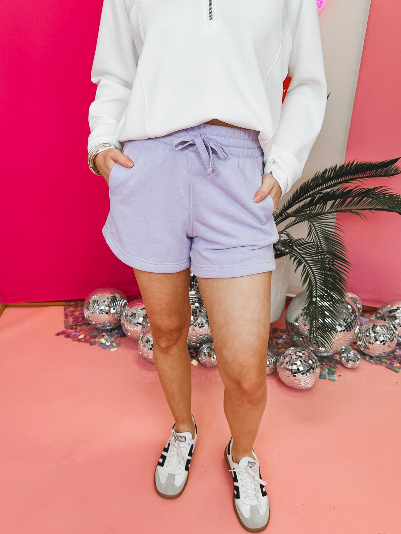 Lavender Fog French Terry Athleisure Short