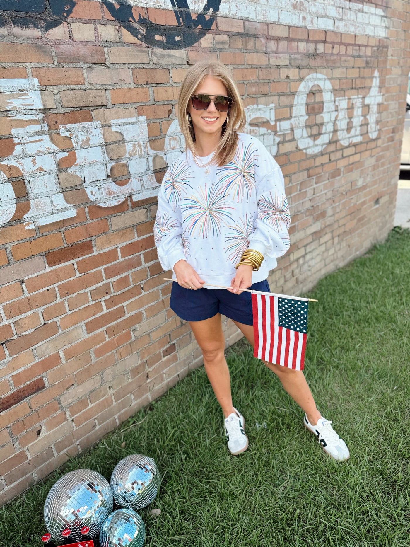 Queen Of Sparkles White Mega Firework Sweatshirt