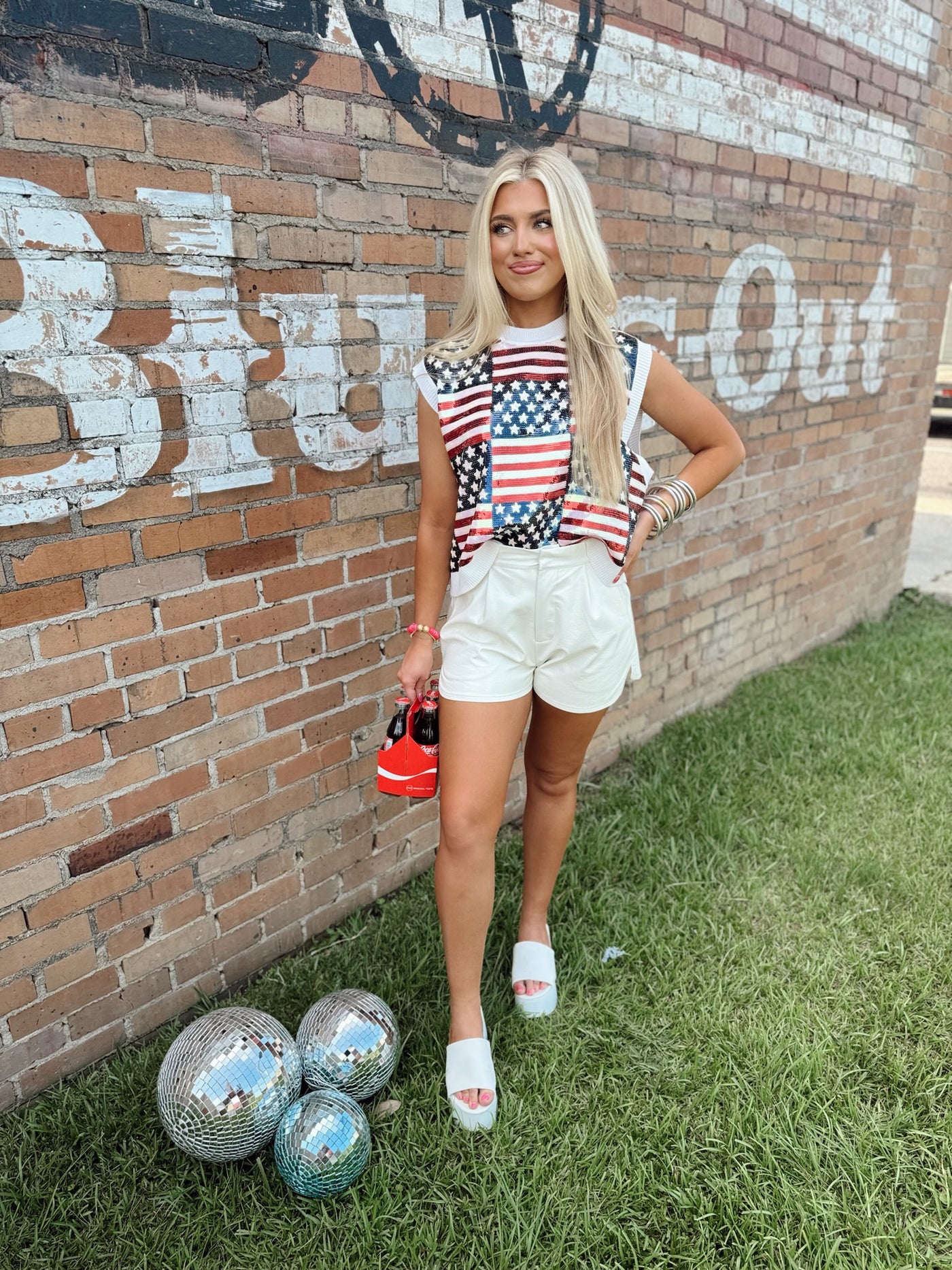 Queen of Sparkles Full Sequin Stars & Stripes Sweater Vest