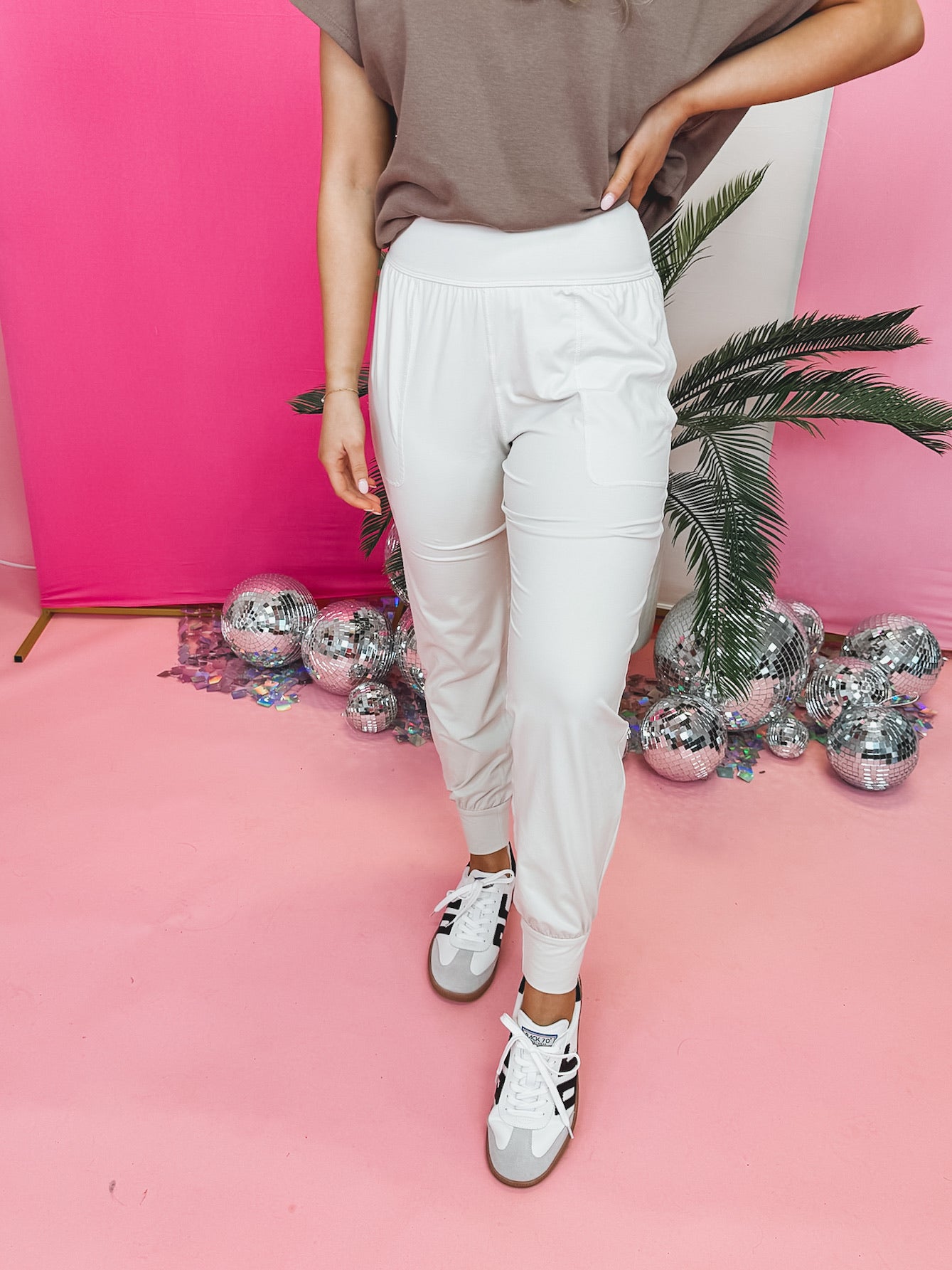 White Pearl Butter Soft Pocket Joggers