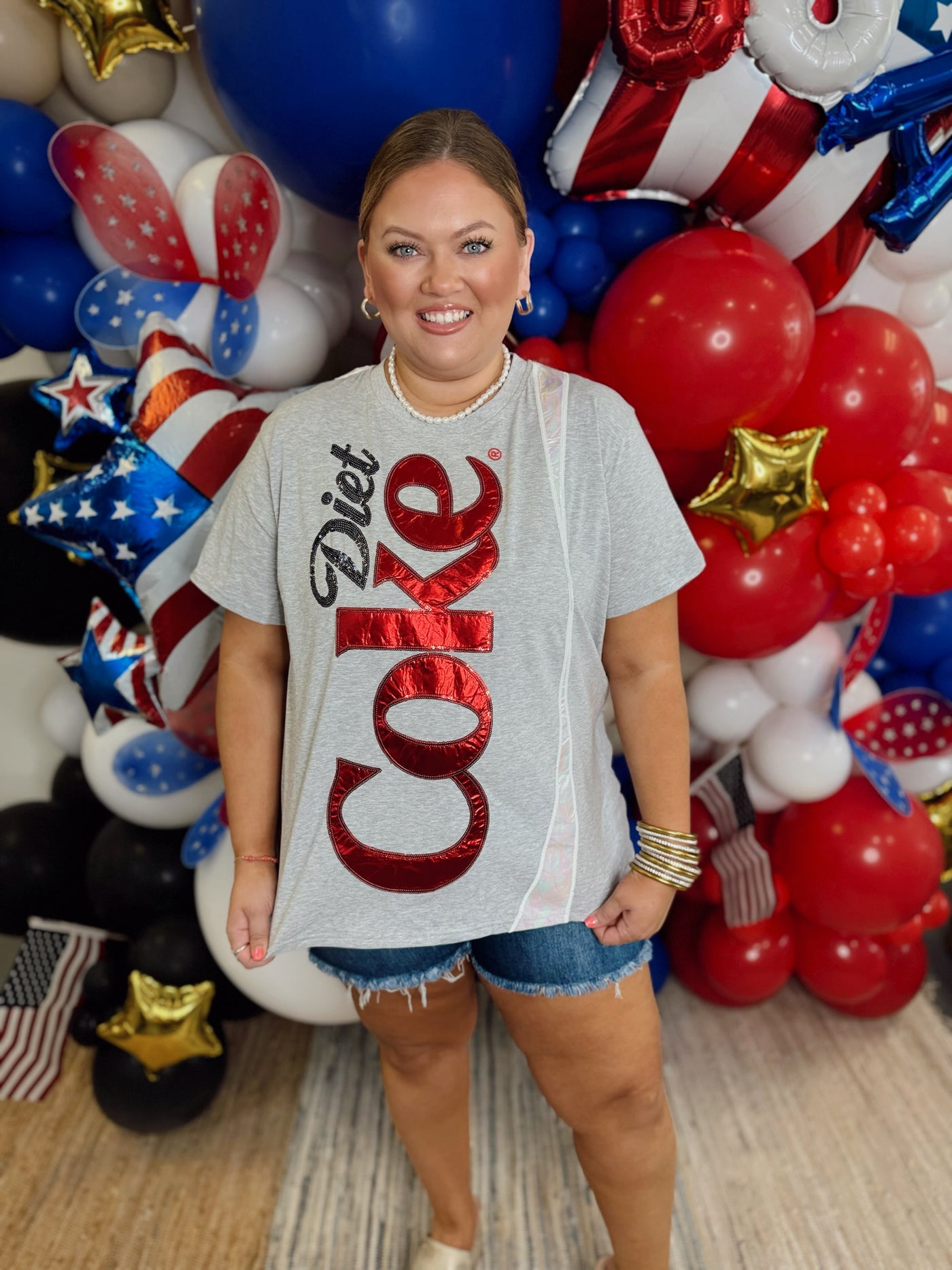 Queen of Sparkles Grey Diet Coke Logo Tee