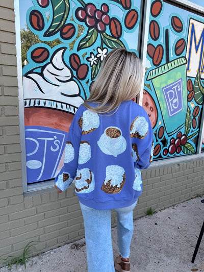 Queen Of Sparkles Purple Coffee & Beignets Sweatshirt