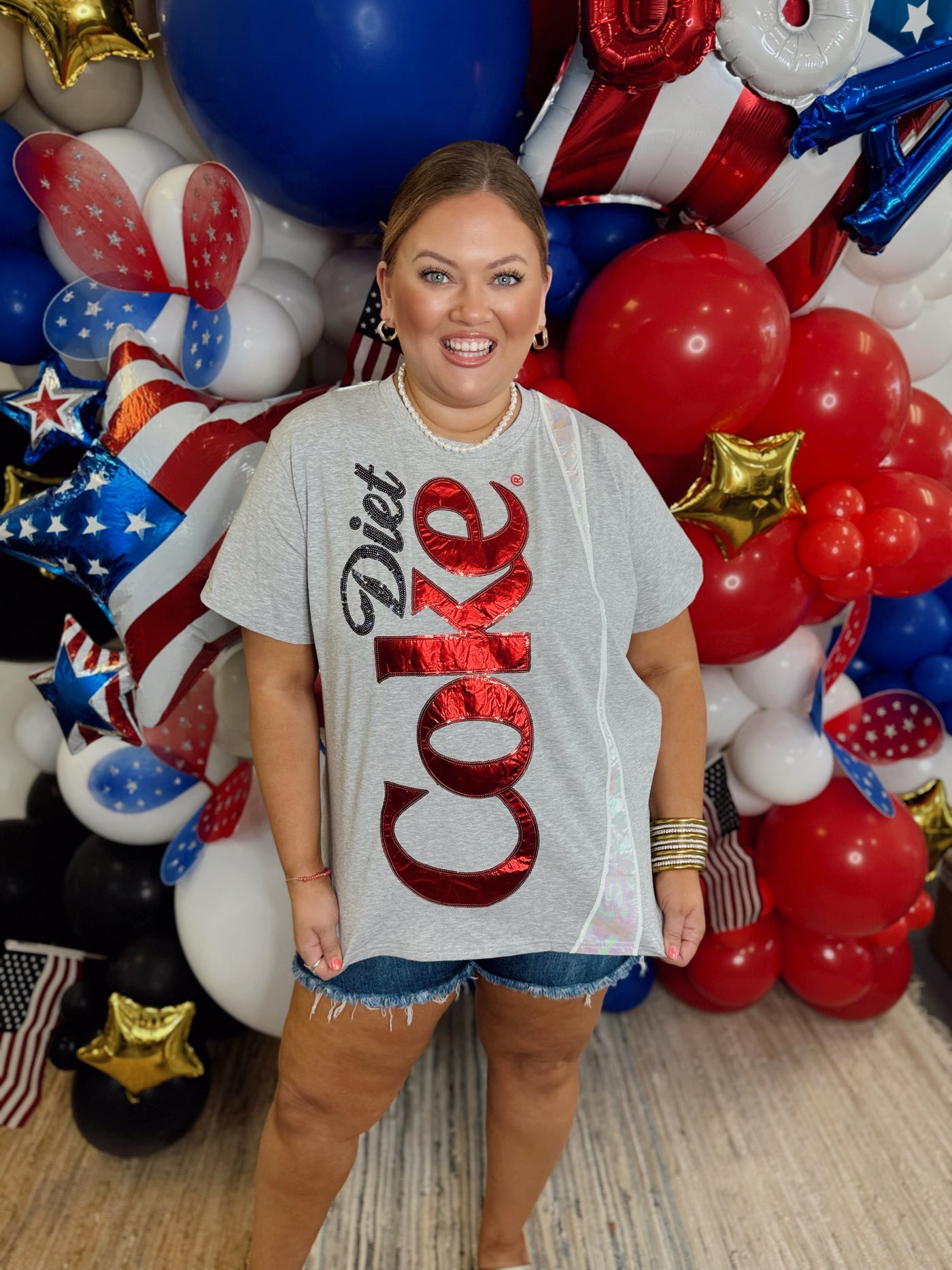 Queen of Sparkles Grey Diet Coke Logo Tee