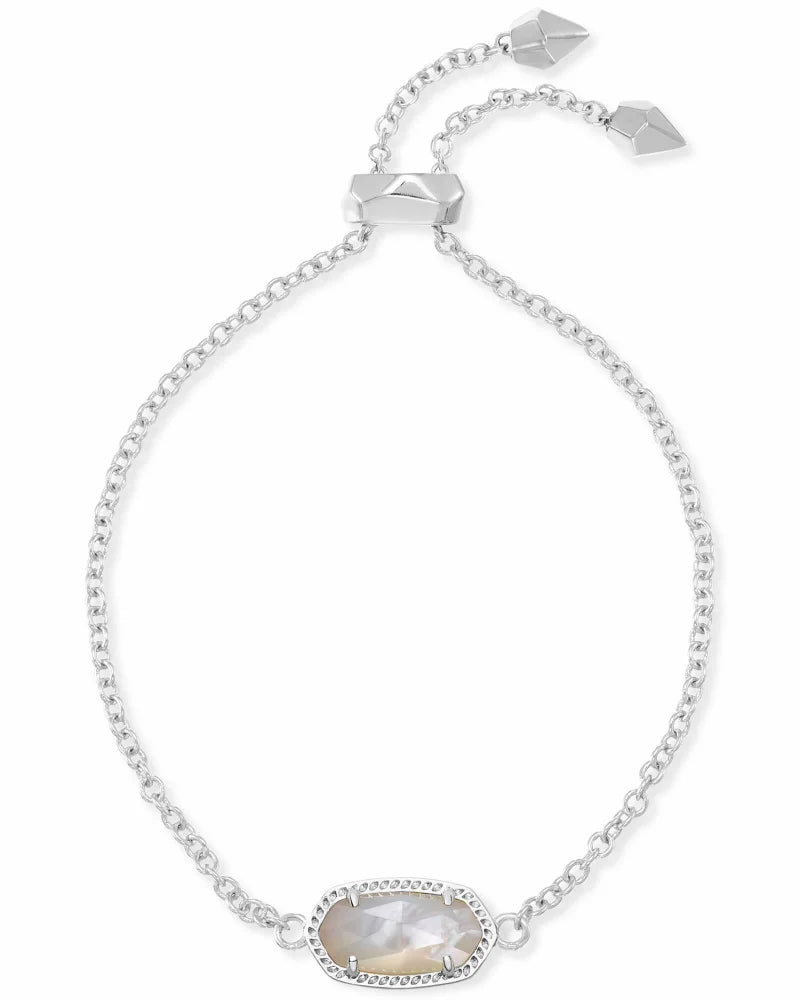 Kendra Scott Elaina Silver Adjustable Chain Bracelet in Ivory Mother-of-Pearl