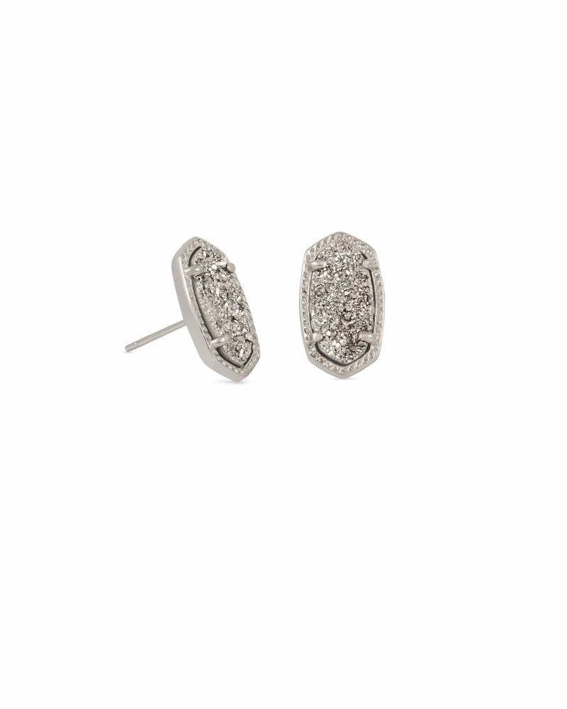 Kendra Scott Silver Ellie Stud Earrings in Platinum Drusy