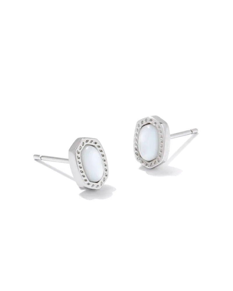 Kendra Scott Ellie Silver Studs in Ivory Mother of Pearl