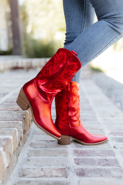 Red Metallic Cowgirl Boots