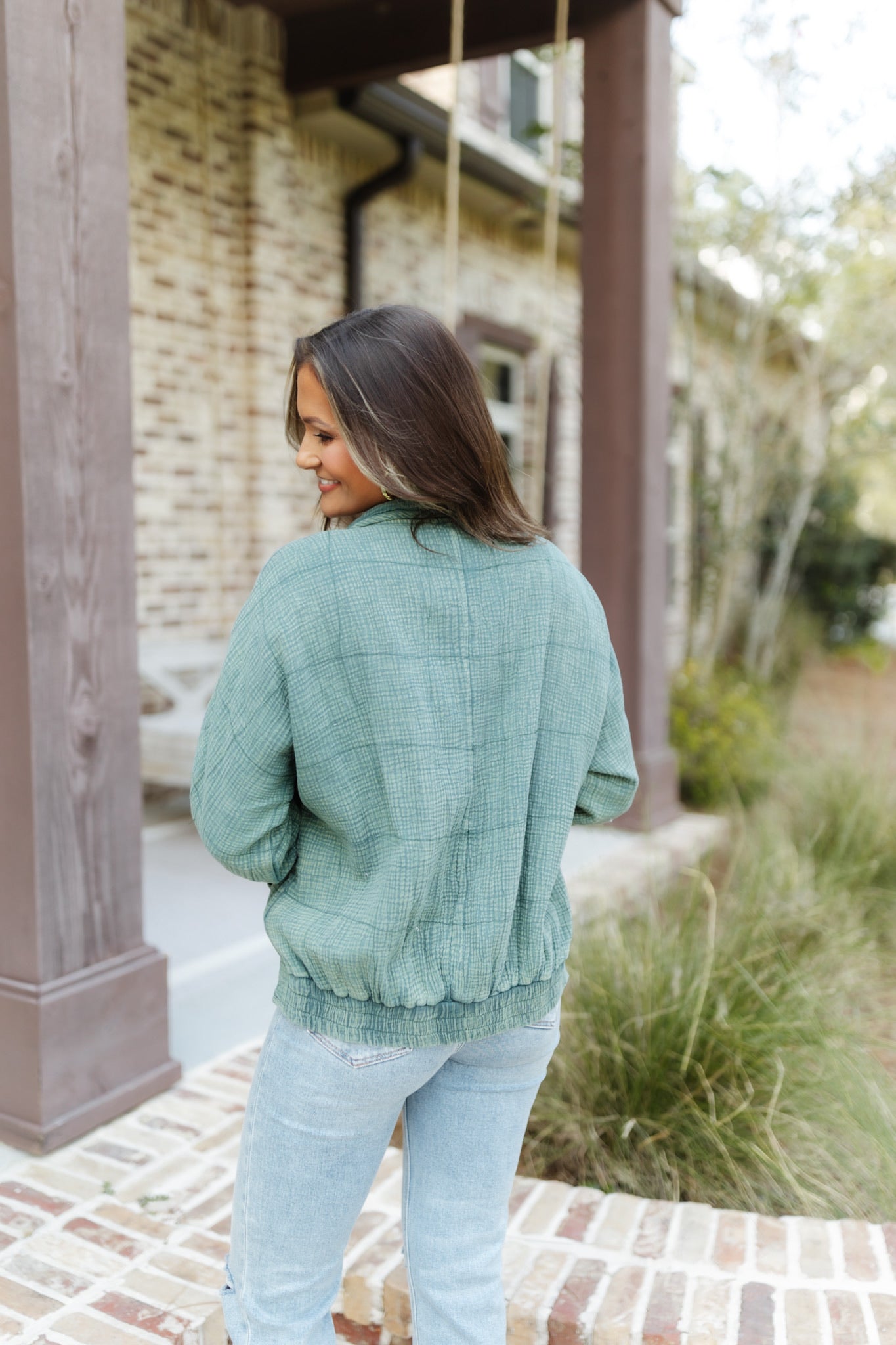 Ash Olive Quilted Woven Shacket