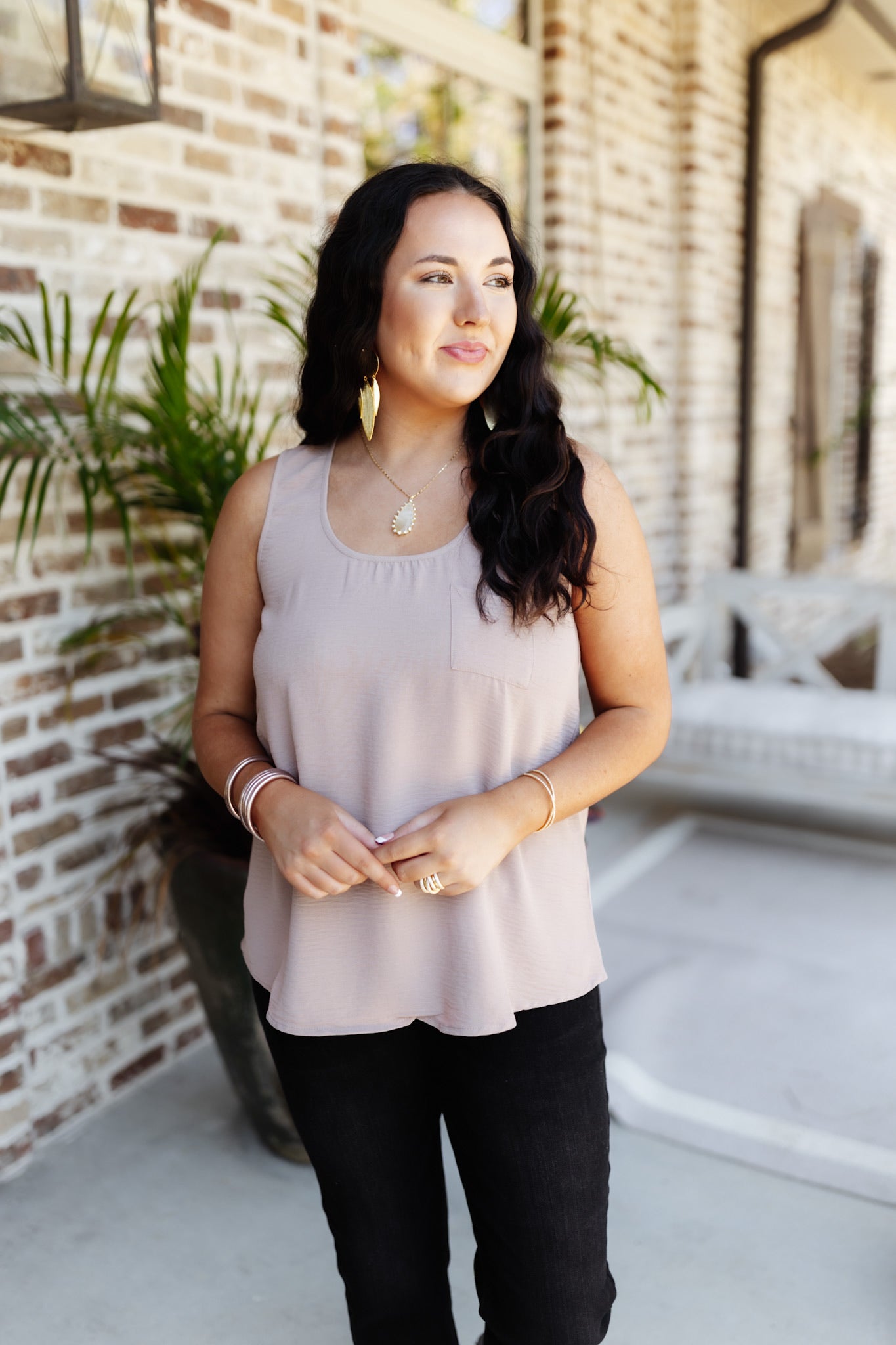 Textured Flowy Pocket Tank