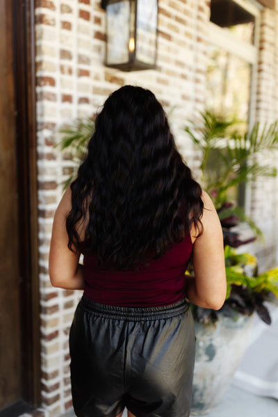 Burgundy One Shoulder Pleat Detail Bodysuit