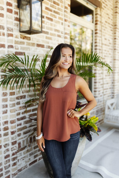 Textured Flowy Pocket Tank