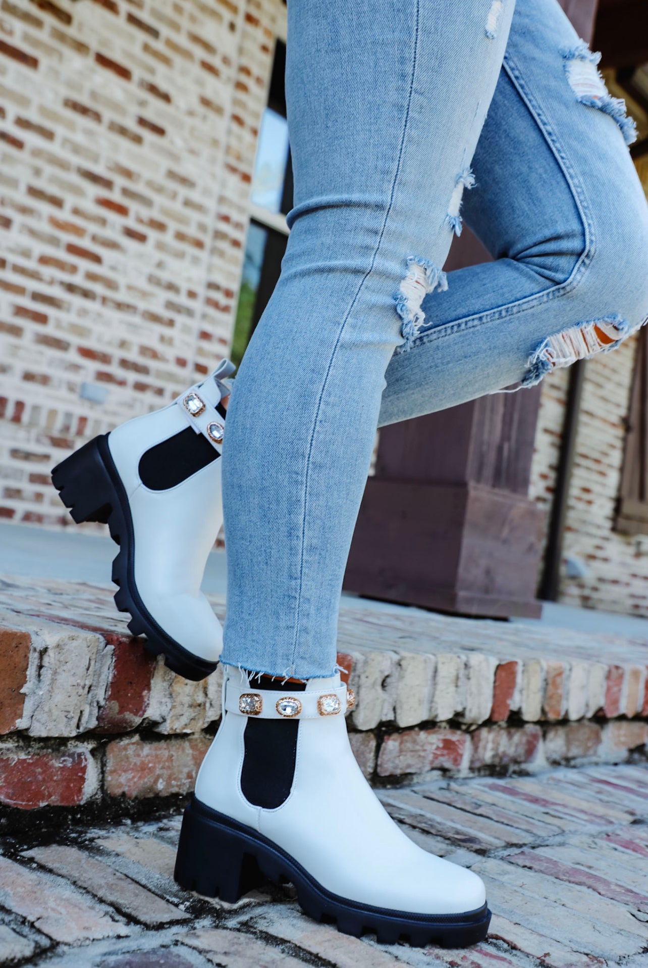 Steve Madden White Amulet Boots