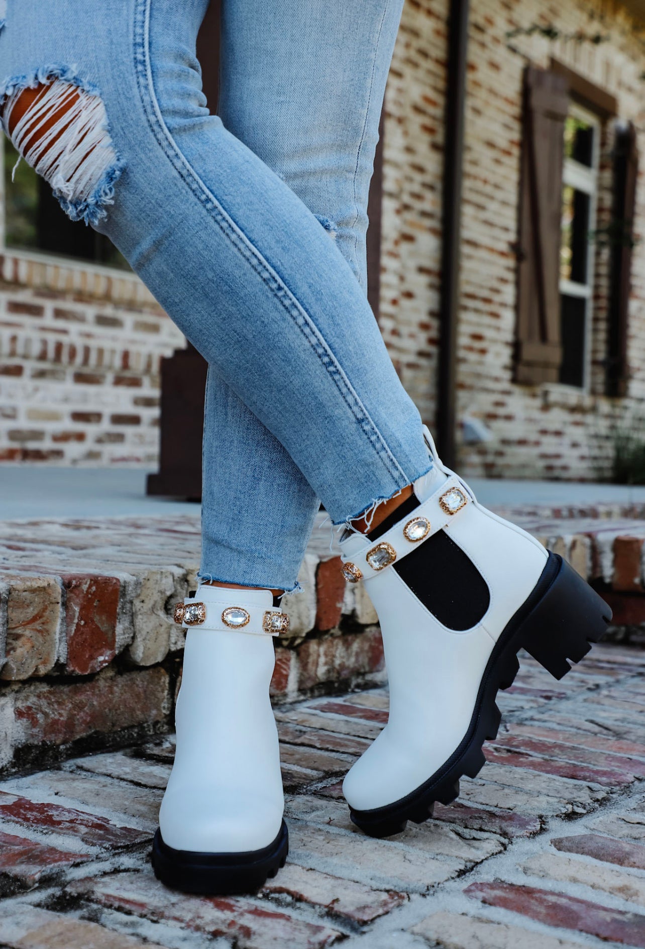 Steve Madden White Amulet Boots