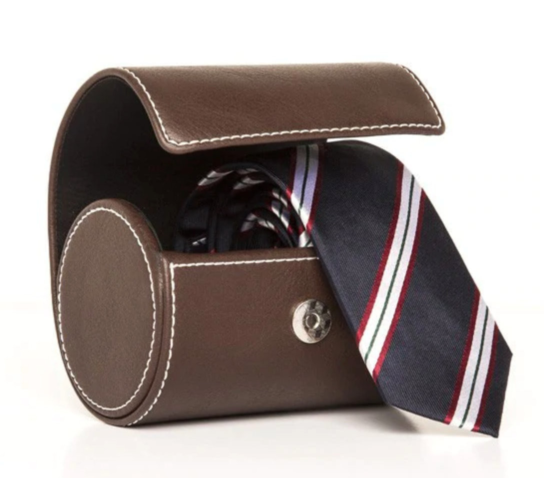 Men's Necktie Travel Roll in Brown