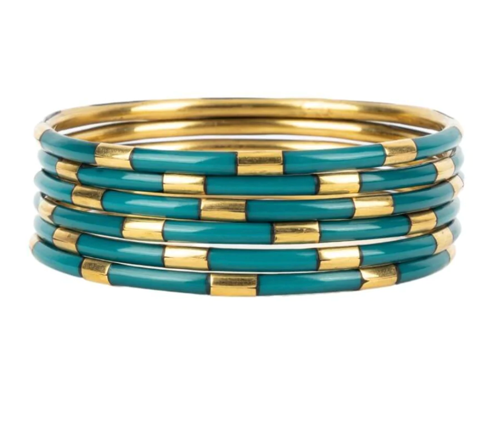 BuDhaGirl Caribe Veda Enamel Bangle Bracelets - Set of 6