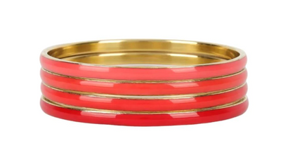 BuDhaGirl Krishna Enamel Bangles Set of 4 - Coral