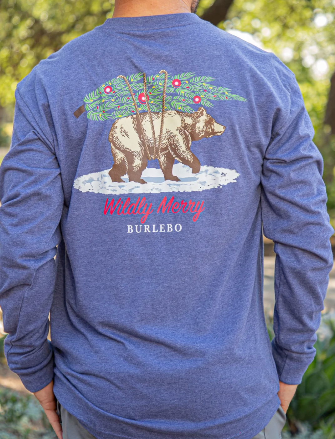 Burlebo Wildly Merry Long Sleeve Tee in Heather Navy