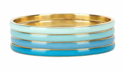 BuDhaGirl Krishna Enamel Bangles Set of 4 - Turquoise