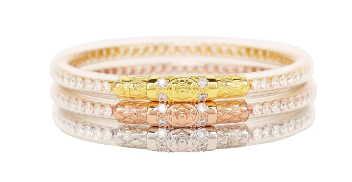 BuDhaGirl Three Queens All Weather Bangles - Clear Crystal