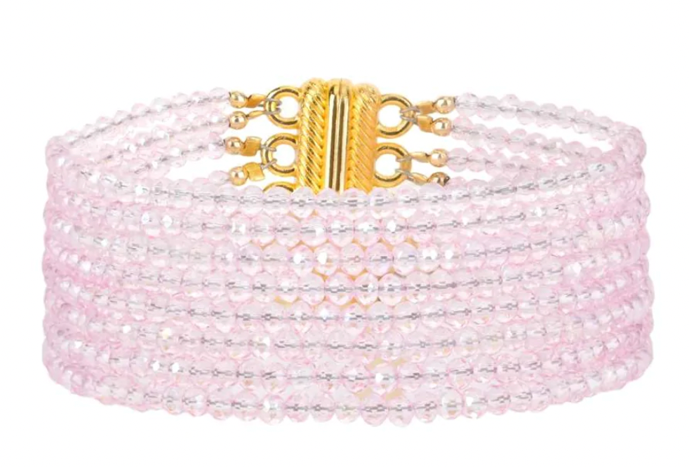 BudhaGirl Meghan 5 Strand Crystal Bracelet - Pink