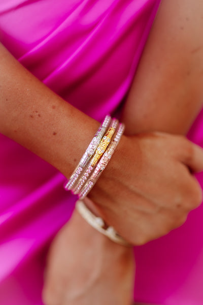 BuDhaGirl Three Queens All Weather Bangles - Petal Pink