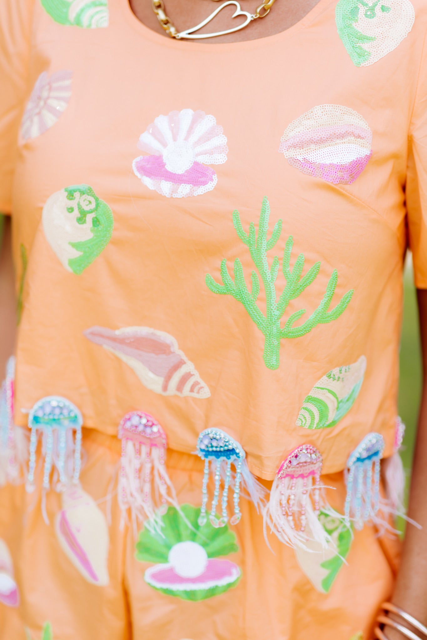 Queen Of Sparkles Peach Under The Sea Top