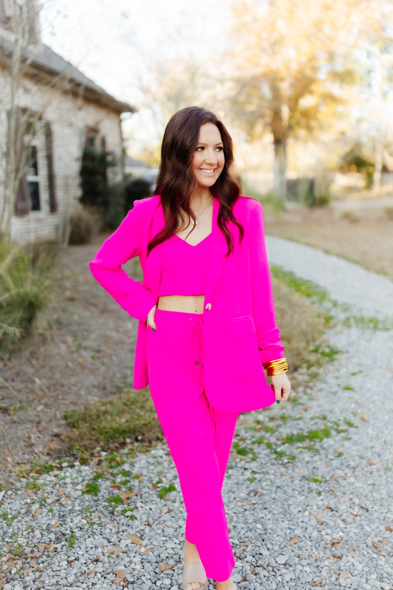 Magenta Three Piece Suit Set