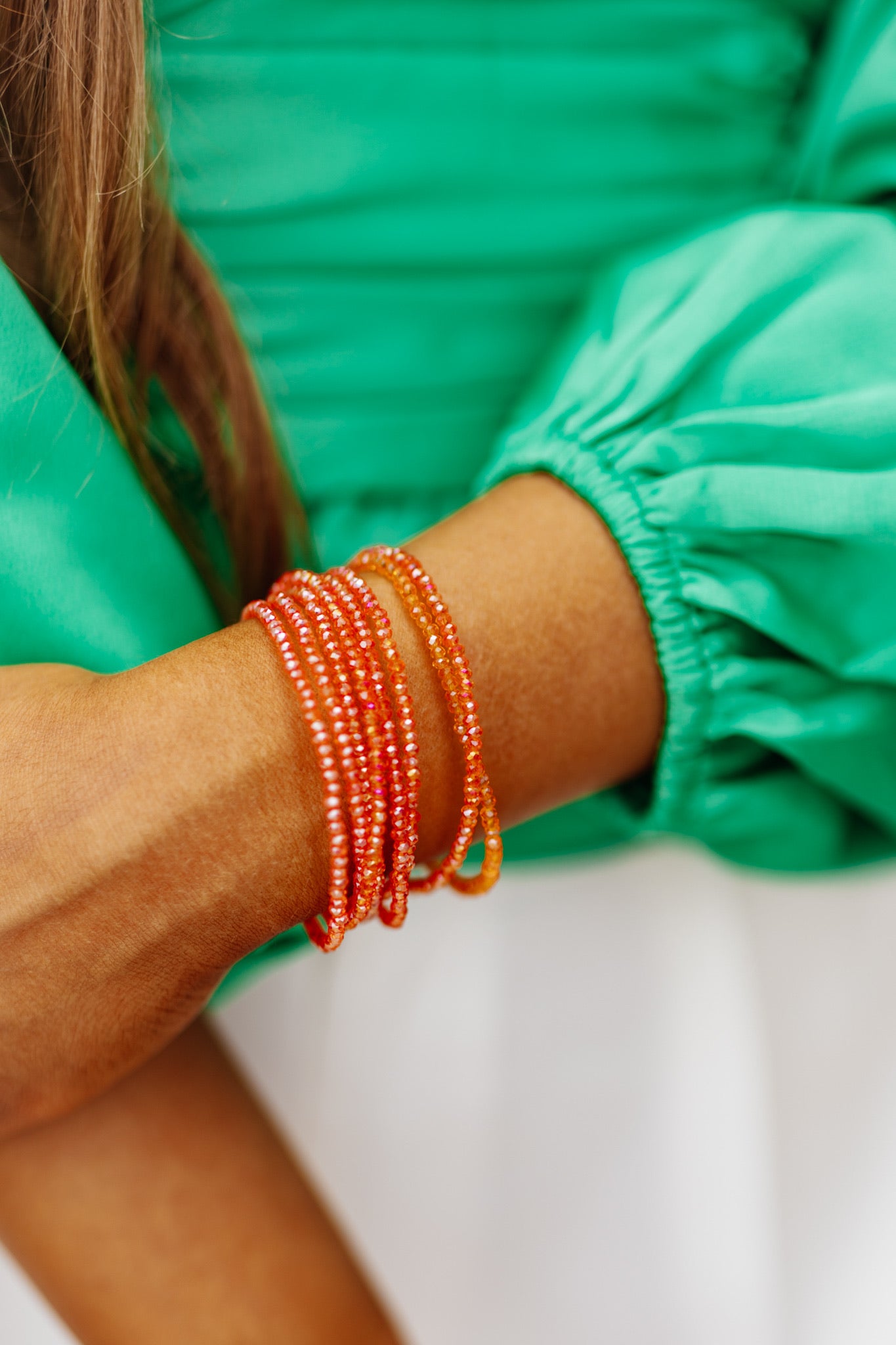 BudhaGirl Meghan 5 Strand Crystal Bracelet - Orange